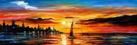 Classic Seascape - The Amber Evening  Palette Knife Oil Painting On Canvas By - Oil