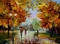 October Park  Oil Painting On Canvas - Oil Paintings - By Leonid Afremov, Fine Art Painting Artist