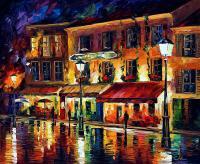 Classic Cityscapes - Paris Night Montmartre  Oil Painting On Canvas - Oil