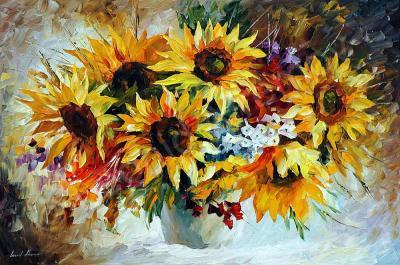 Flowers Still Life - Morning Sunflowers  Oil Painting On Canvas - Oil