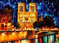 Notre Dame De Paris 36X48 90Cm X 120Cm  Oil Painting On - Oil Paintings - By Leonid Afremov, Fine Art Painting Artist