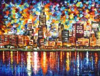 Chicago  Palette Knife Oil Painting On Canvas By Leonid Afr - Oil Paintings - By Leonid Afremov, Fine Art Painting Artist