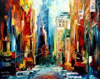 New York Early Morning  Oil Painting On Canvas - Oil Paintings - By Leonid Afremov, Fine Art Painting Artist