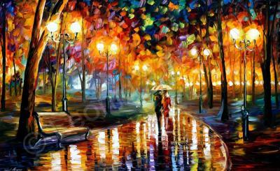 Landscapes - Rains Rustle  Palette Knife Oil Painting On Canvas By Leon - Oil