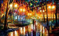 Rains Rustle  Palette Knife Oil Painting On Canvas By Leon - Oil Paintings - By Leonid Afremov, Fine Art Painting Artist