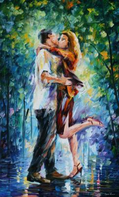 People And Figure - Rainy Kiss  Oil Painting On Canvas - Oil