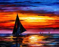 Classic Seascape - Away From The Sunset  Oil Painting On Canvas - Oil