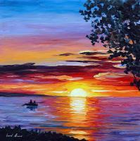 Romantic Sunset  Oil Painting On Canvas - Oil Paintings - By Leonid Afremov, Fine Art Painting Artist