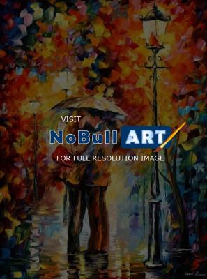 People And Figure - Lovely Kiss Under The Rain  Oil Painting On Canvas - Oil