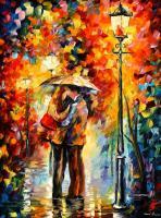 People And Figure - Lovely Kiss Under The Rain  Oil Painting On Canvas - Oil