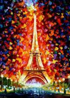Eiffel Tower Lighted 72X48 180Cm X 120Cm  Oil Painting - Oil Paintings - By Leonid Afremov, Fine Art Painting Artist