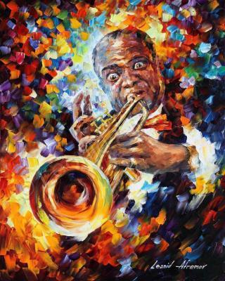 People And Figure - Louis Armstrong Music  Palette Knife Oil Painting On Canvas - Oil