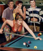 Girls - Billiard Saloon - Oil On Canvas