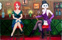 Cabaret Dancer At Luckys Lounge - Acrylic Paintings - By Jet Whitt, Symbolistrepresentational Painting Artist