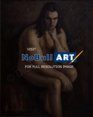 Nudes - Nude Man - Oil On Canvas