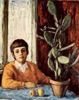 Boy With A Cactus - Oil On Canvas Paintings - By Dionisii Donchev, Classic Painting Artist