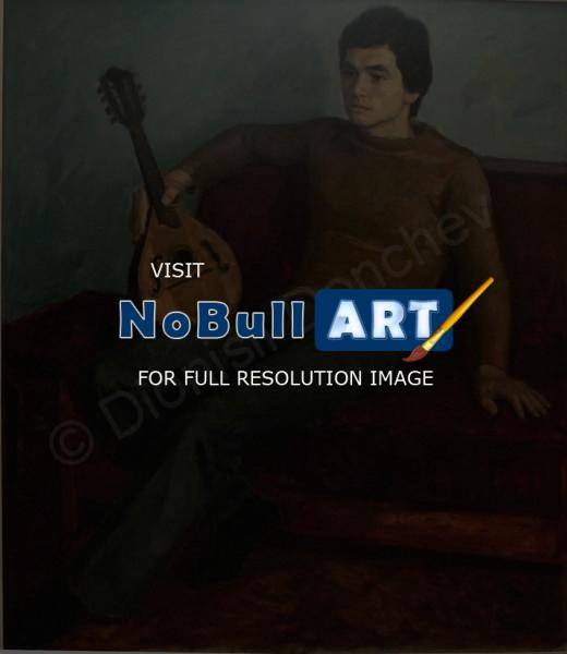 Portraits - Teenager With A Mandolin - Oil On Canvas
