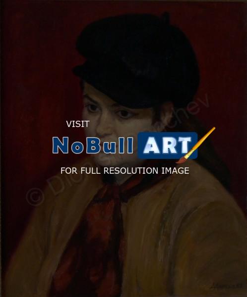 Portraits - Woman With A Hat - Oil On Canvas