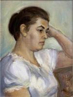 Woman In White Blouse - Oil On Canvas Paintings - By Dionisii Donchev, Classic Painting Artist