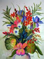 Flowers - Watercolor Paintings - By Dottie Kinn, Realism Painting Artist
