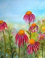 Summer Field - Watercolor Paintings - By Dottie Kinn, Realism Painting Artist