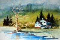 Landscapes - Guarding The Homestead - Watercolor