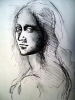 Expressionism - The Gaze Of Mona - Pen And Ink