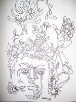 Left Behind - Pen And Ink Drawings - By Oscar Galvan, Abstract Drawing Artist