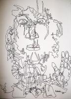 Left Behind 2 - Pen And Ink Drawings - By Oscar Galvan, Abstract Drawing Artist