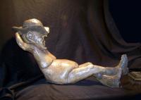 Reclining Cowboy I - Plaster Sculptures - By Bruce Blakeley, Hand Sculptured Sculpture Artist