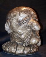 Ancient Biker Head - Plaster Sculptures - By Bruce Blakeley, Hand Sculptured Sculpture Artist