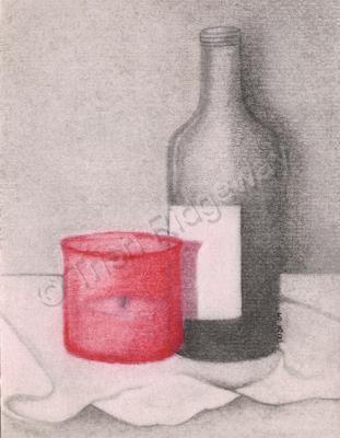 Art Work - Candle Light And Wine - Pastels