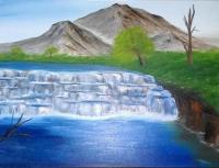 Desert Rolling Falls - Oil On Canvas Paintings - By Bonnie Bowen, Traditional Painting Artist