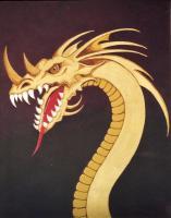 Golden Serpent - Acrylic Paintings - By Ken Perry, Printmaking Painting Artist