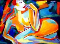 Repose - Sold - Acrylic On Canvas Paintings - By Helena Wierzbicki, Expressionism Painting Artist