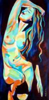 Gentle Nude - Acrylic On Canvas Paintings - By Helena Wierzbicki, Contemporary Painting Artist