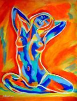 Colorful Energy - Joyful Nude - Sold - Acrylic On Canvas