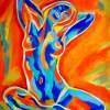 Joyful Nude - Sold - Acrylic On Canvas Paintings - By Helena Wierzbicki, Contemporary Painting Artist