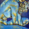 Lady Blue And Gold - Acrylic On Canvas Paintings - By Helena Wierzbicki, Contemporary Painting Artist