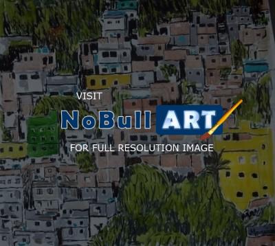 Landscape - Favela Slum - Acrylic On Canvas
