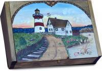 Lighthouse Lap Desk - Wood Woodwork - By Amy Price-Marcotte, Pyrography Woodwork Artist