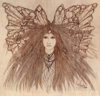 Faerie Queen - Woodburning Woodwork - By Angela Brown, Fantasy Woodwork Artist