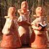 Set Of 3 Monk Vessels - Clay Sculptures - By Linda Seagroves, Handbuilt Vessel Sculpture Artist