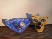 Salt And Pepper Shakers - Yellow Meower And Blue Howler Salt And Pepper Shaker - Clay