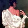 Femme De Dos Au Chemisier De Soie - Oil On Canvas Paintings - By Martin Alain, Figurative Painting Painting Artist