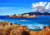 Seascape - Punta Di Sette Nave Isullela Corsica - Oil On Canvas