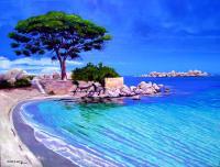 Seascape - Tamariccio Beach In Corsica - Oil On Canvas
