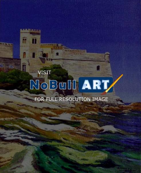 Seascape - Algajola Citadel In Corsica - Oil On Canvas