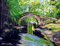 Zalana Genovese Bridge In Corsica - Oil On Canvas Paintings - By Martin Alain, Figurative Painting Painting Artist