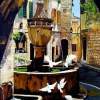 Fountain Of Saint Paul On The French Riviera - Oil On Canvas Paintings - By Martin Alain, Figurative Painting Painting Artist